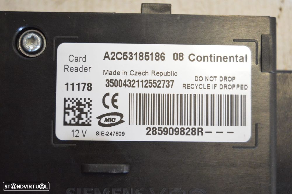 MODULO INTERRUPTOR SWITCH COMANDO COMUTADOR CANHÃO START STOP IGNIÇÃO INGNIÇÃO LEITOR CARTAO A2C53185186 285909828R 285909828 RENAULT MEGANE III 3 MK3 COUPE FASE I 1 DZ0 1 1.5 DCI 105CV K9K832 K9K 832 - 5