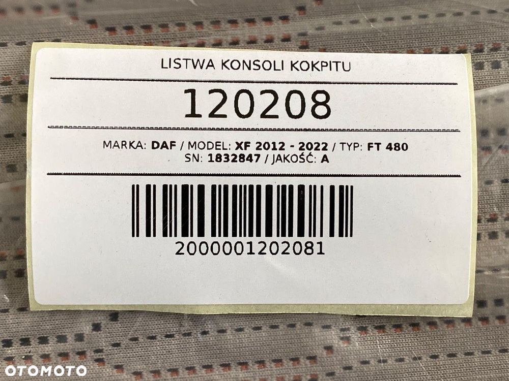 LISTWA KRAWĘDZIOWA DESKI KABINY 1832847 DAF XF 106 LIFT EURO 6 2021 - 10