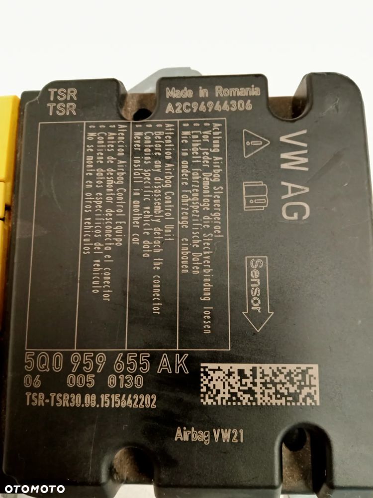 MODUŁ SENSOR AIRBAG PODUSZEK SKODA OCTAVIA III SUPERB III 5Q0959655AK - 2