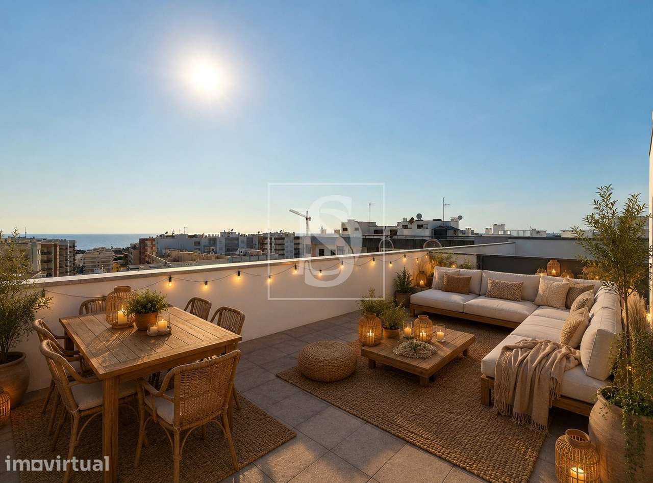 Apartamento T1 remodelado com rooftop vista mar - Amorosa, Chafé - Grande imagem: 2/25