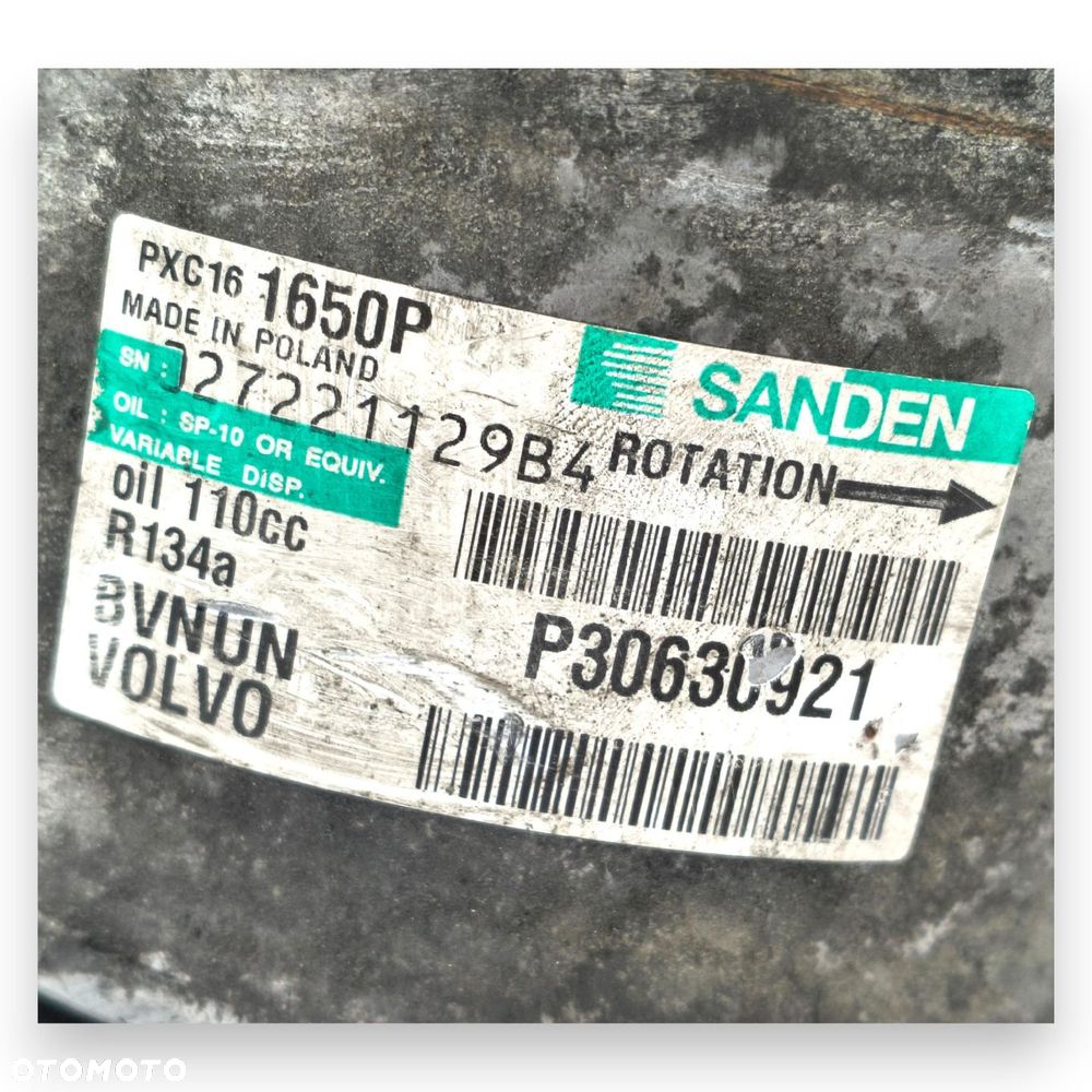 SPRĘŻARKA KLIMATYZACJI Volvo V60 V70 XC60 2.0 D3 2.4 D5 P30630921 SANDEN - 9