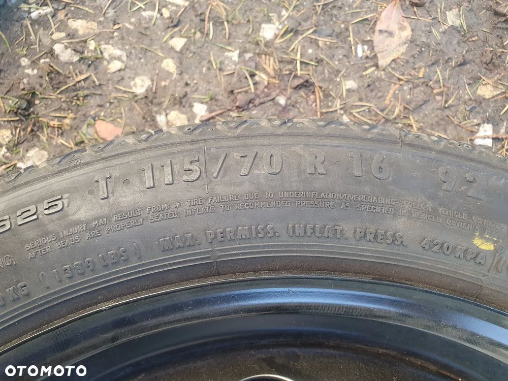 OPEL KOŁO R16 5x110 Wkład koła Zestaw naprawczy 13323032 Astra J K Zafira C DOJAZDOWE dojazdówka 115/70 R16 2160140 POKROWIEC - 8