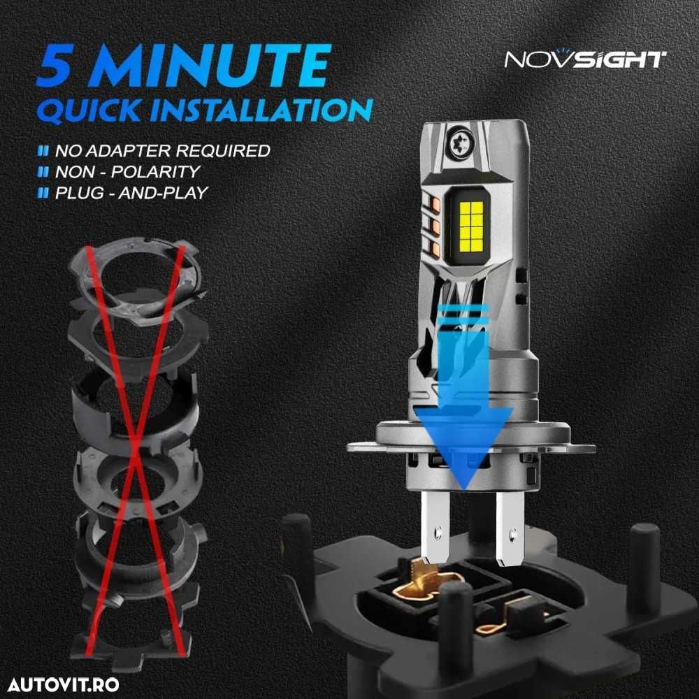 Set Bec LED CANBUS H7,H1,H4 6500K cu racire in bec[cip philips]12-24V - 3