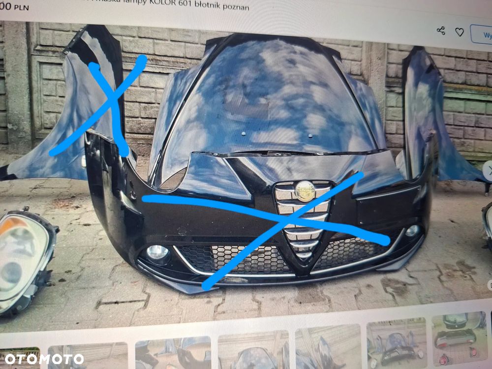Alfa mito zderzak KLAPA maska lampy KOLOR 601 błotnik  poznan - 2