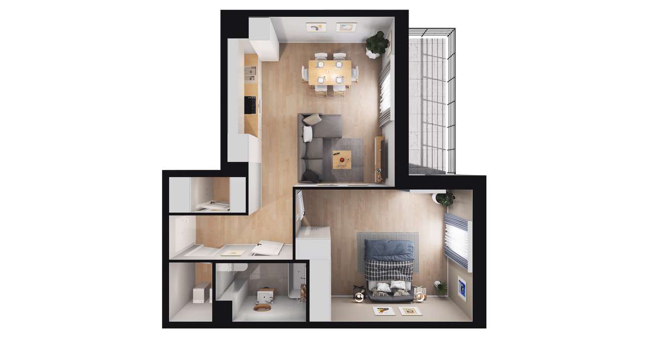 2-pokojowe mieszkanie 53m2 + balkon - Pełny obrazek: 2/23