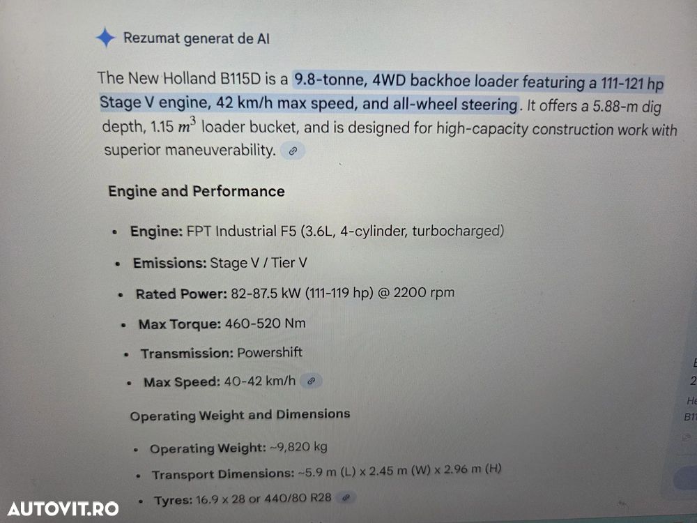 New Holland ROTI EGALE, 89kW-120CP, BRAT extensibil adanc sapare 6m, Powershift, cupa mulfufntionala 4x1 cu FURCI, Anvelope Michelin, Aer conditionat, Cutie automata, Radio, Certificat CE, garantie 1 an, posibilitate leasing 4 ani, PROMOTIE 86.900 EUR+Tva - 28