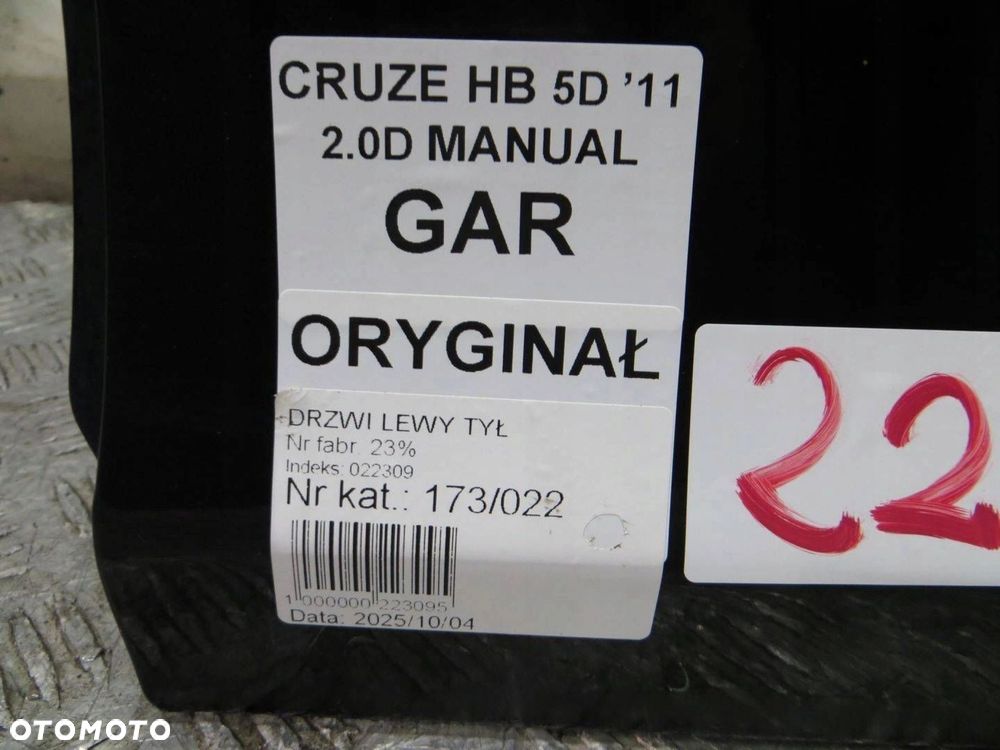 CHEVROLET CRUZE HB DRZWI LEWY TYŁ TYLNE GAR 09- - 7