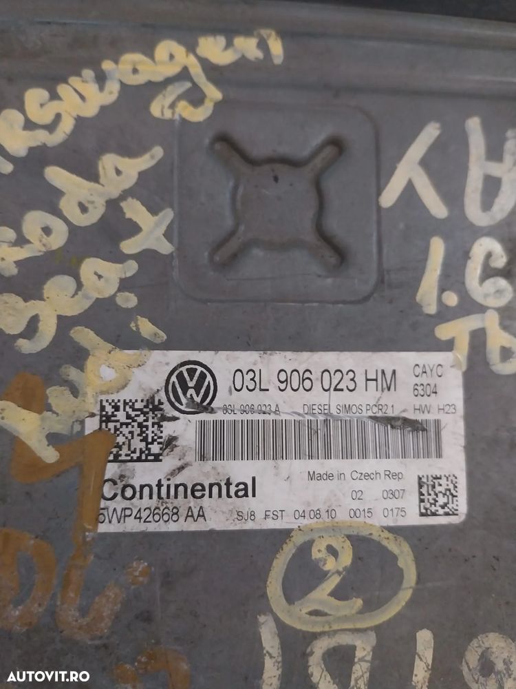 VAND ECU, CALCULATOR MOTOR VOLKSWAGEN GOLF 6, 1.6TDI, COD: 03L 906 023 HM - 1