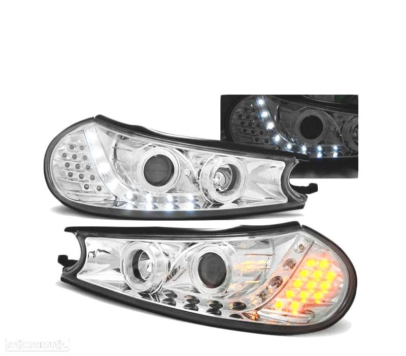 FARÓIS LED DAYLIGHT PARA FORD MONDEO 96-00 CHROME CROMADO - 1