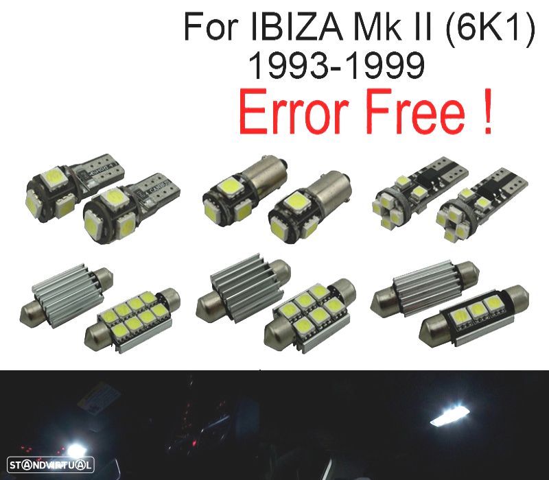 KIT COMPLETO 9 LAMPADA LED INTERIOR PARA SEAT IBIZA II 6K1 93-99 - 1
