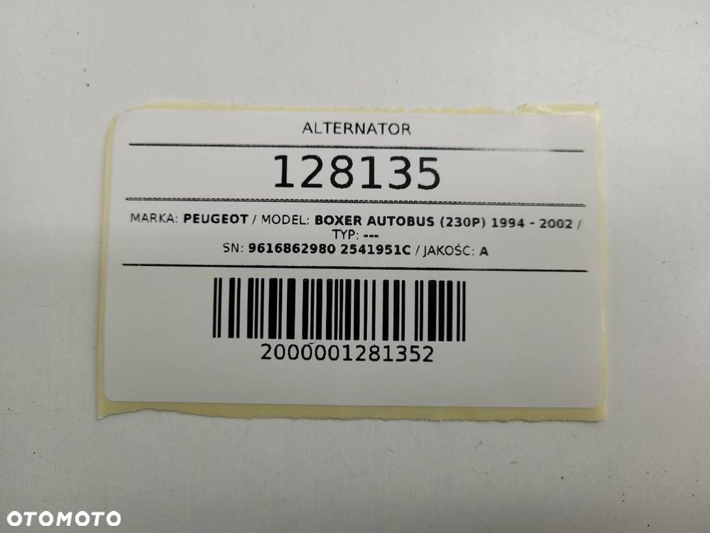 ALTERNATOR PEUGEOT BOXER I 2.5 DCI 9616862980 - 8