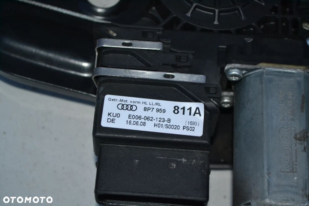 AUDI A3 8P CABRIO MECHANIZM PODNOŚNIK SZYB TYŁ TYLNY LEWY KOMPLETNY 8P7839397B SILNICZEK 8P7959811A - 4