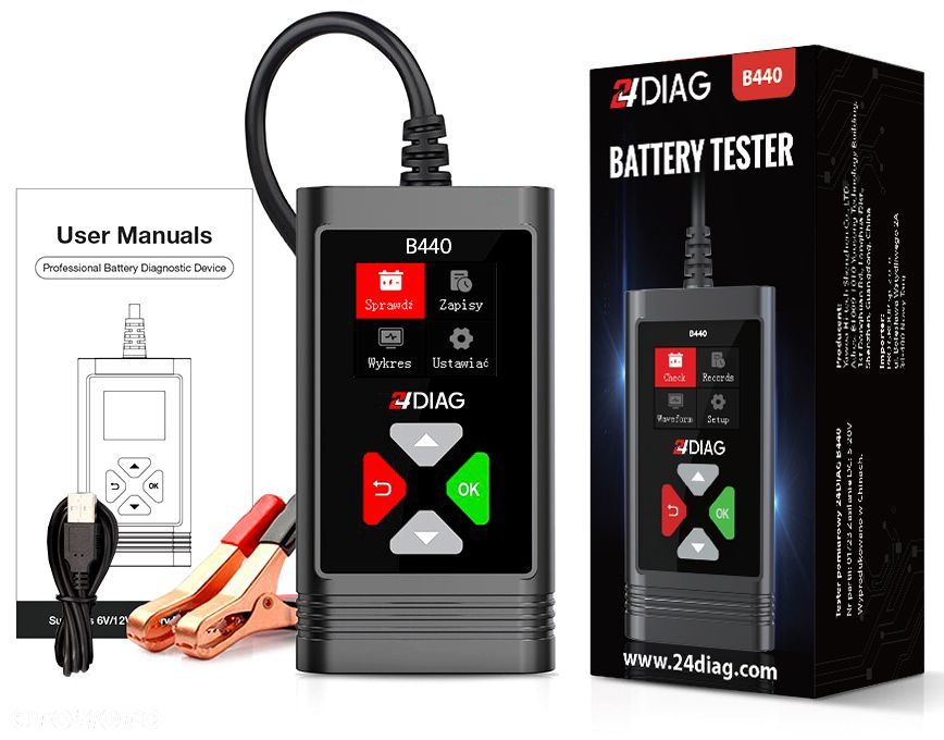 TESTER DO AKUMULATORÓW BATERII 6V 12V 2-220AH 24DIAG B440 - 1