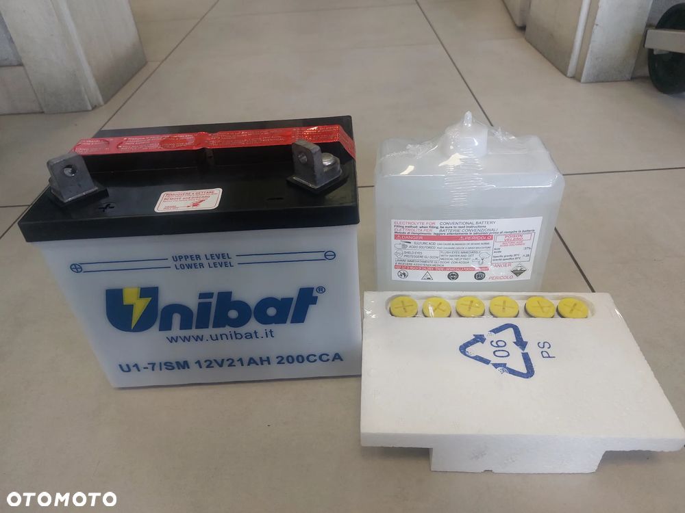AKUMULATOR UNIBAT U1-7 12V 21AH 200A L+ +ELEKTROLIT TRAKTOREK KOSIARKA MOTOCYKLE - 1
