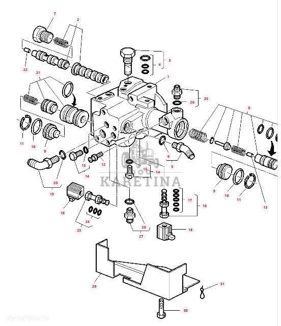 Massey Fergusson MF 8110 8120 8140 8160 3690 3630 - zawór sprzęgła 3712685M18 3712685M95 - 2