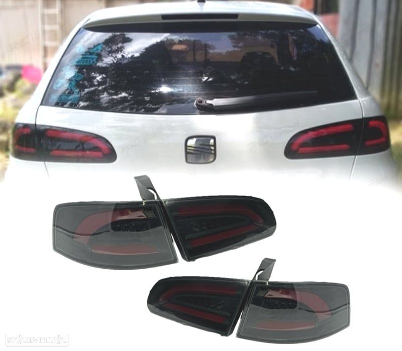 FAROLINS TRASEIROS LED LIGHTBAR SEAT IBIZA 6L 02-08 CARDNA FUNDO PRETO - 1