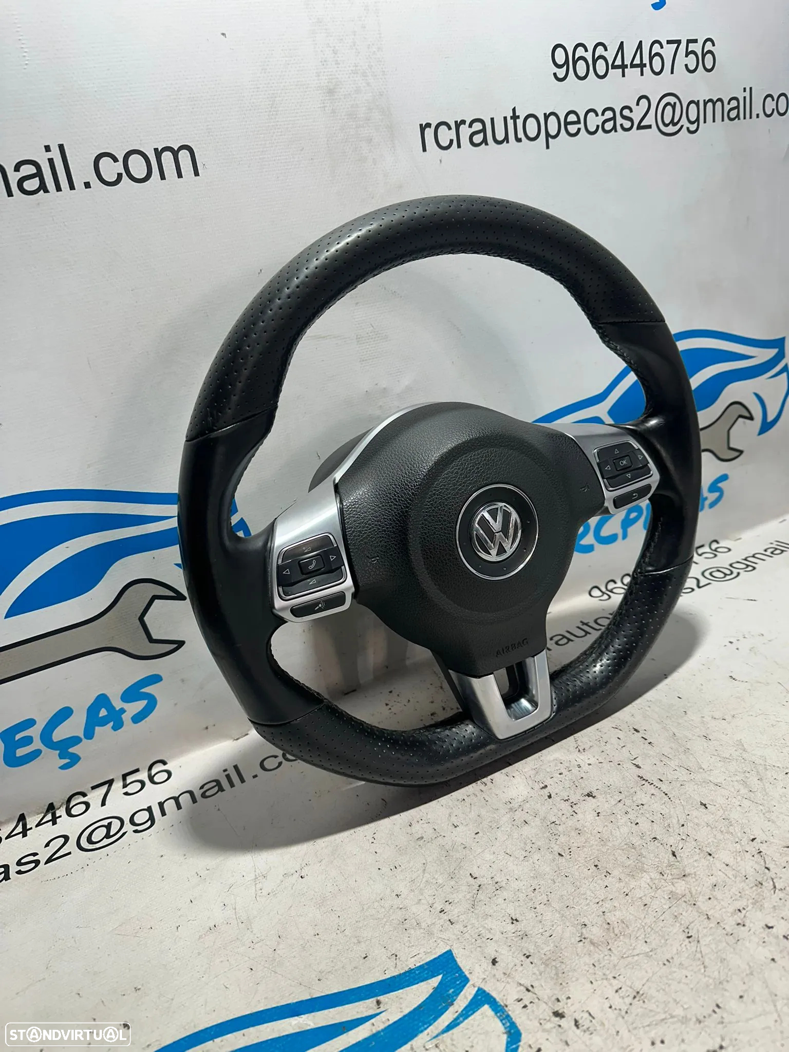 .Volante Flat Bottom Pele Perfurada Multifunções VW Volkswagen Scirocco III 3 - 3