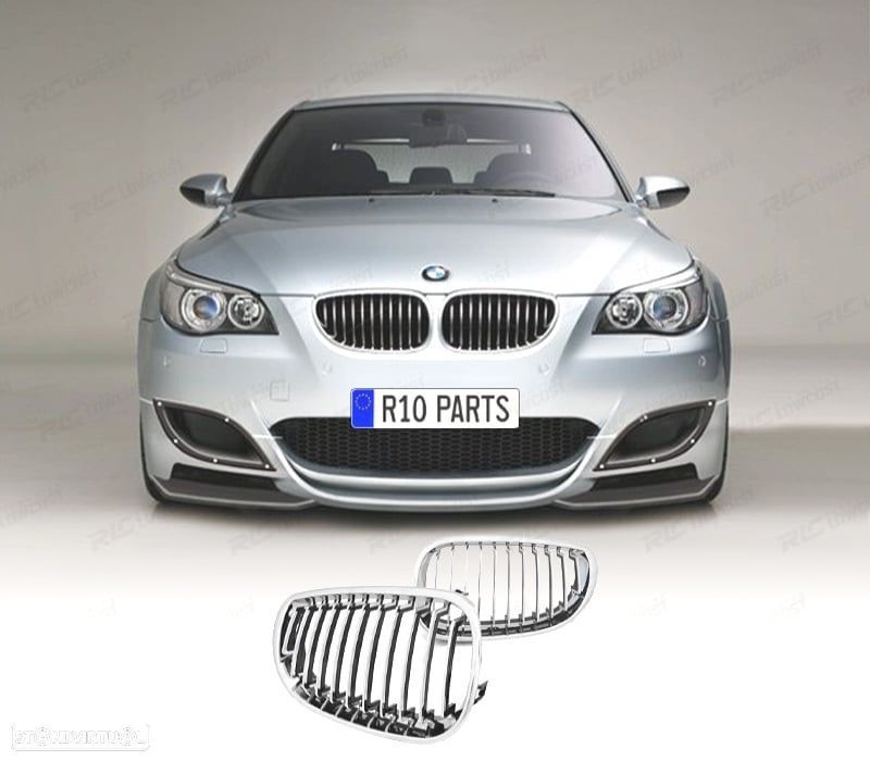 GRELHAS FRONTAIS BMW E60 E61 03-10 CROMADO - 1