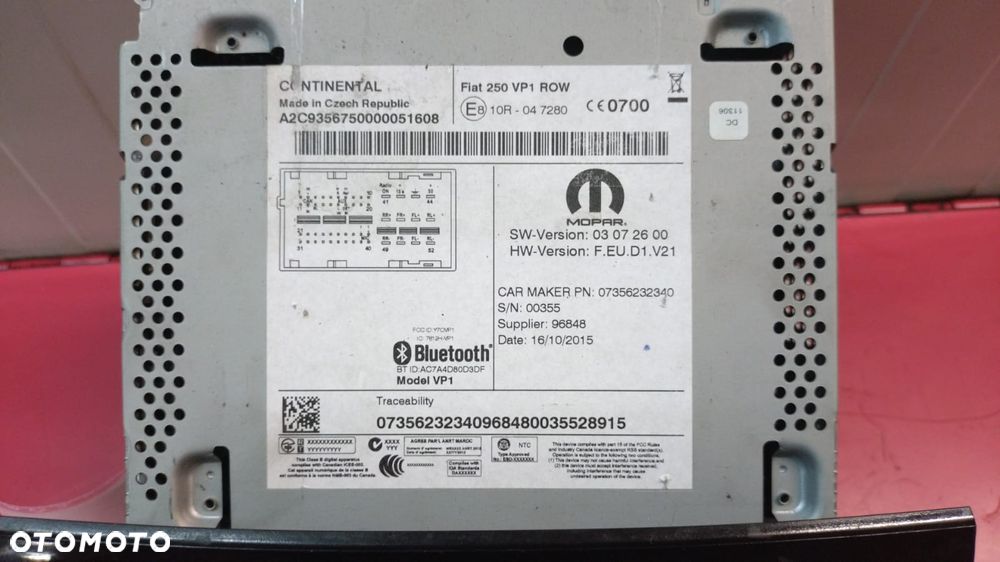 RADIO KOD FIAT DUCATO JUMPER BOXER 14- 07356232340 NO 925/190 - 3