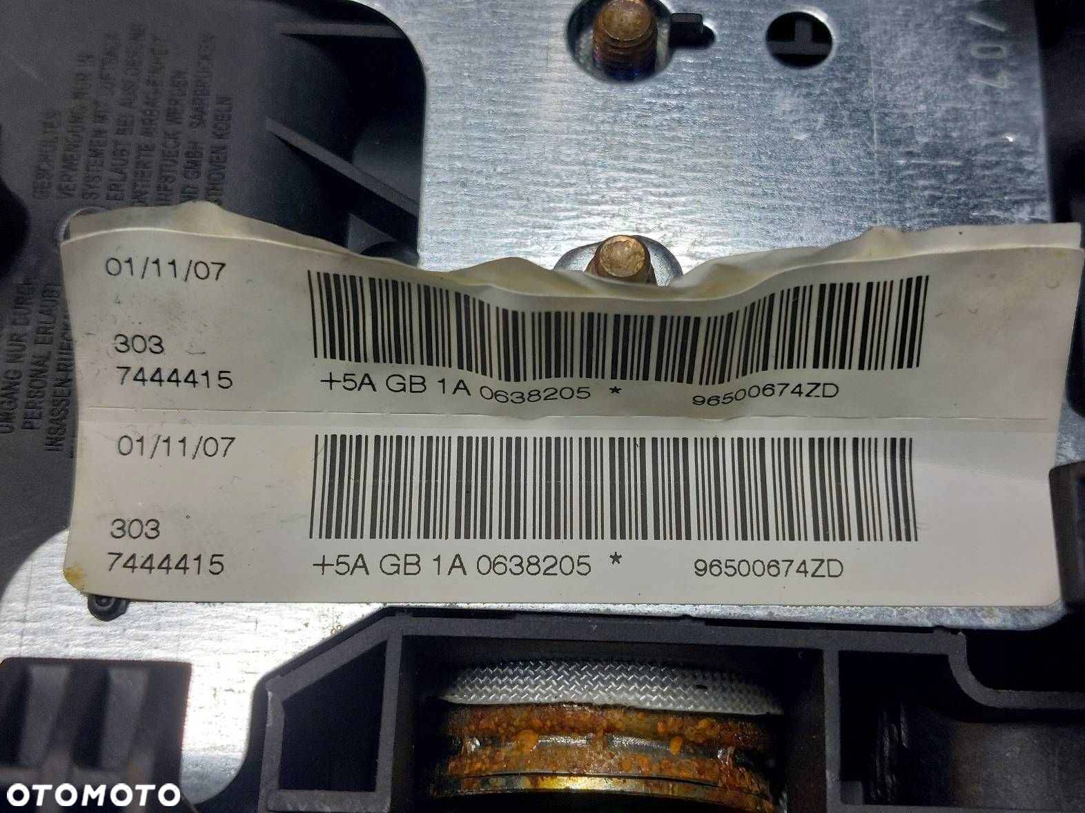 KOKPIT DESKA PODUSZKI MODUŁ AIRBAG PEUGEOT 207 I 9663593480 96500674 - 5