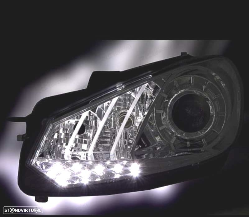 FARÓIS FRENTE LUZ DIURNA VOLKSWAGEN VW GOLF 6 FUNDO PRETO - 3