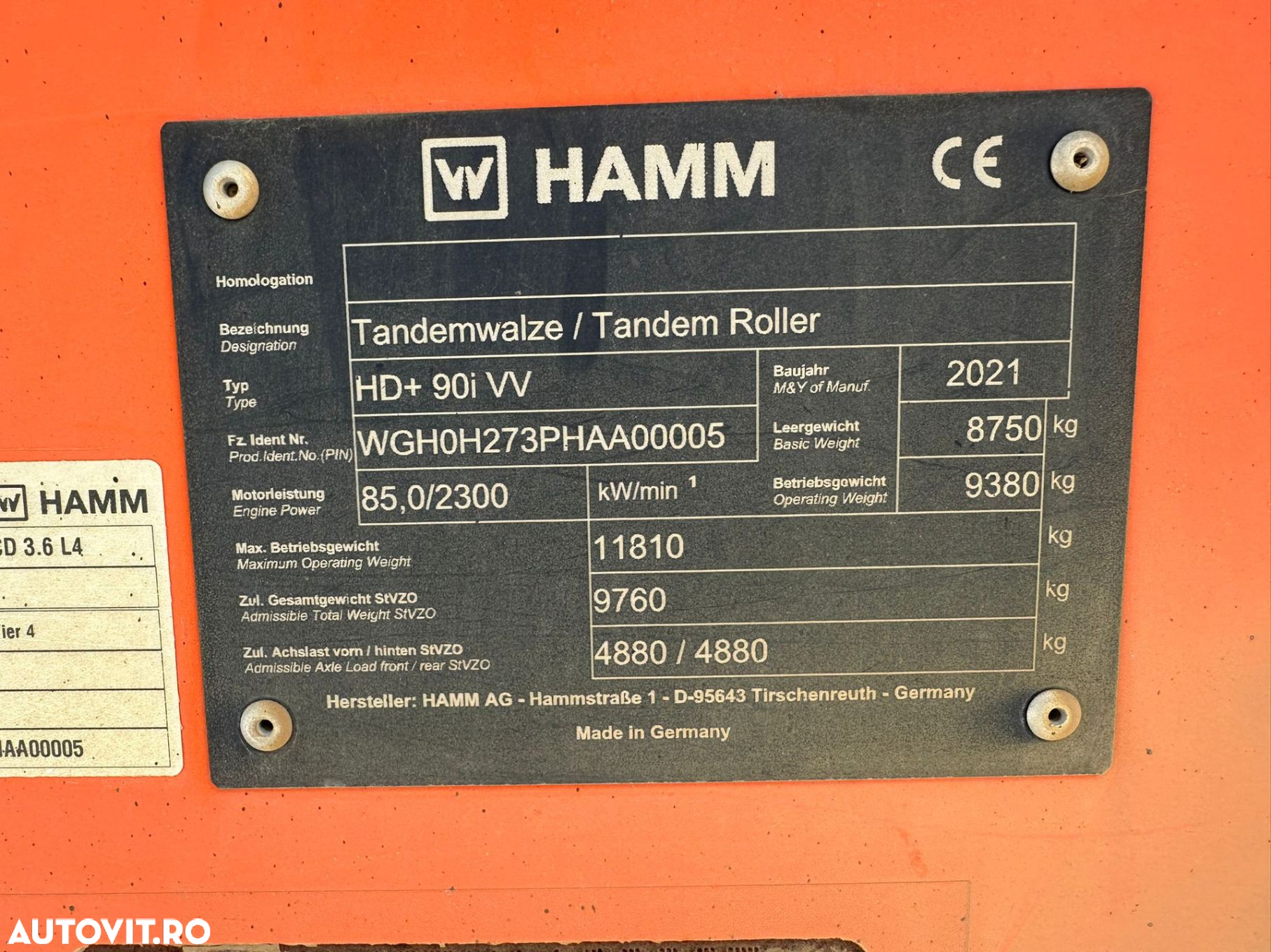 Hamm HD+ 90i VV Cilindru Compactor - 7