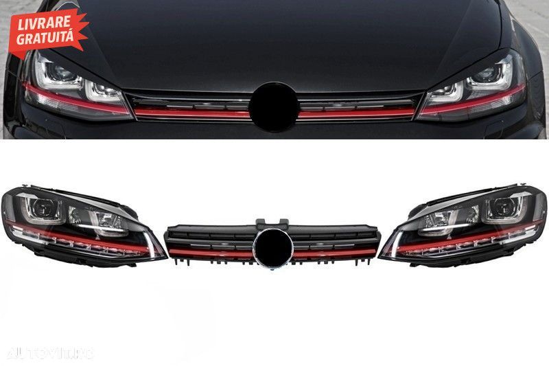 Ansamblu Faruri 3D Semnal Dinamic LED cu Grila VW Golf 7 VII (2012-201 - 1