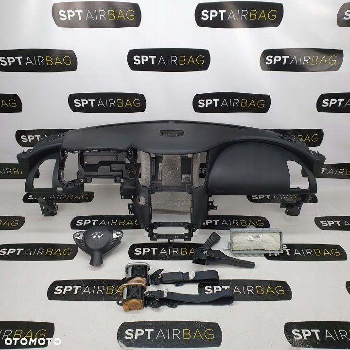INFINITI QX70 DESKA ROZDZIELCZA KONSOLA KOKPIT PULPIT PODUSZKI AIRBAG AIR BAG PASY KIT SET - 1