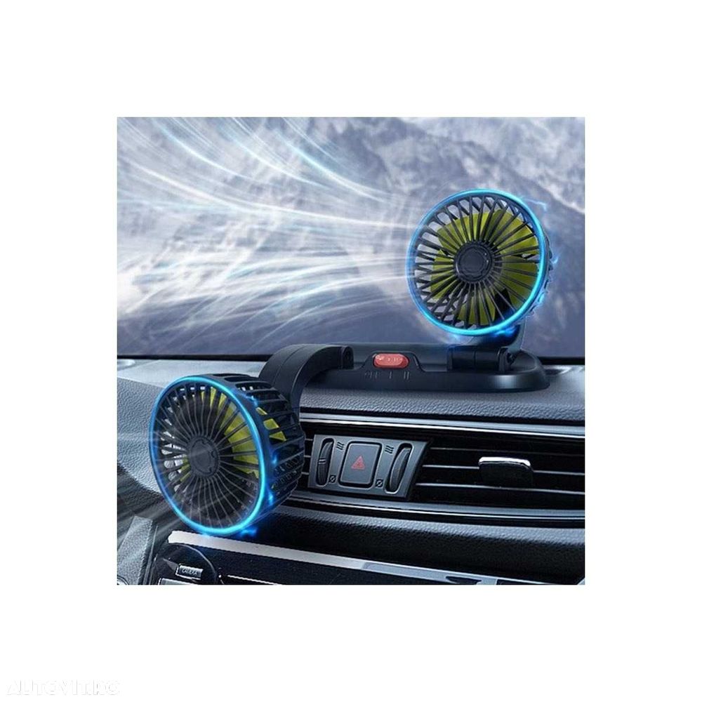 Ventilator auto,birou,etc dublu cu functie de RACIRE prin USB  12-220V - 5