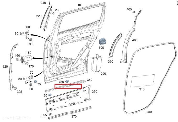 MERCEDES GLB Uszczelka dolna drzwi tyl lewa OE - 2