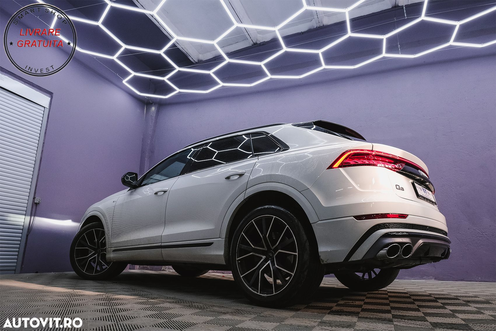 Difuzor Bara Spate Evacuare Dubla Audi Q8 S-Line (2018-2023) Evacuari Crom- livrare gratuita - 22