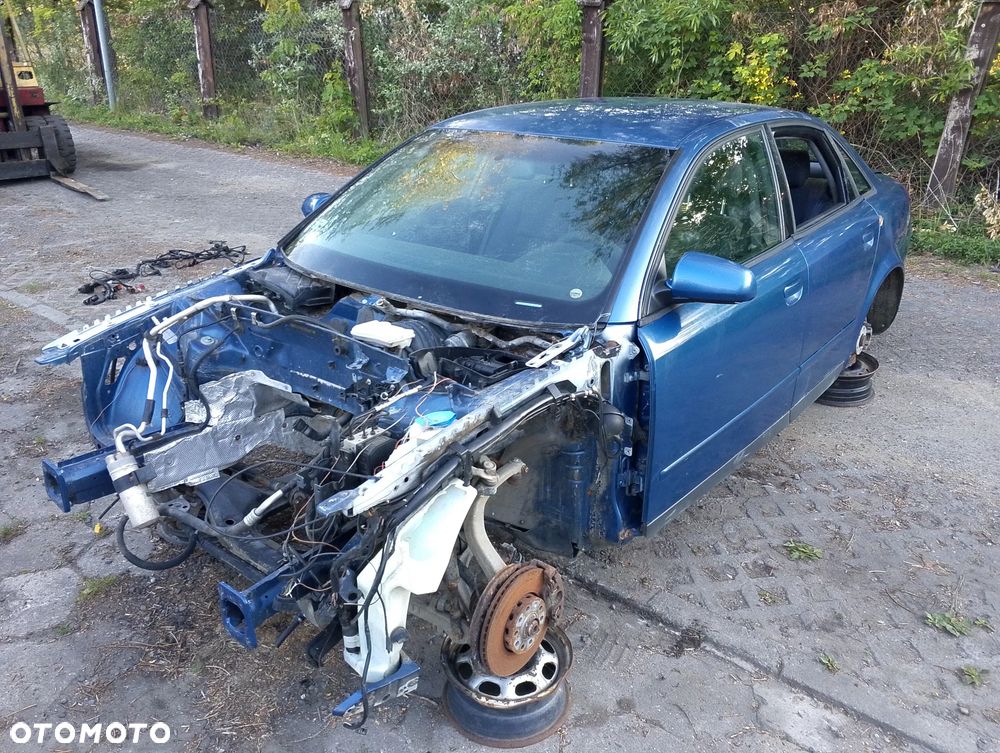 Audi A4 B6 (II) QUATTRO (00-06r.) 1.8 TB R4 20V 149KM. Silnik AVJ Skrzynia FPS lakier LZ5W .Cały na części. GWARANCJA !!! Przód Tył Zestaw Komplet Drzwi Klapa Zderzak Błotnik Maska Grill Atrapa Szyba Pas Lampa Lusterko Boczki Fotel Kanapa Kokpit Deska Rozdzielcza Przełącznik Włącznik Sterownik Przewody Wiązka Instalacja Moduł Komputer Czujnik Listwa Pompa Alternator Wtryski Głowica Rozrusznik Kompresor Sprzęgło Dwumas Silnik Skrzynia ABS Klimatyzacji Paliwa Wspomagania Kolektor Turbina Przepustnica Zawór Chłodnica Koło Hak Belka Sanki Zawieszenie Mcpherson Półoś Amortyzator Wydech Tłumik Zacisk Most - 1