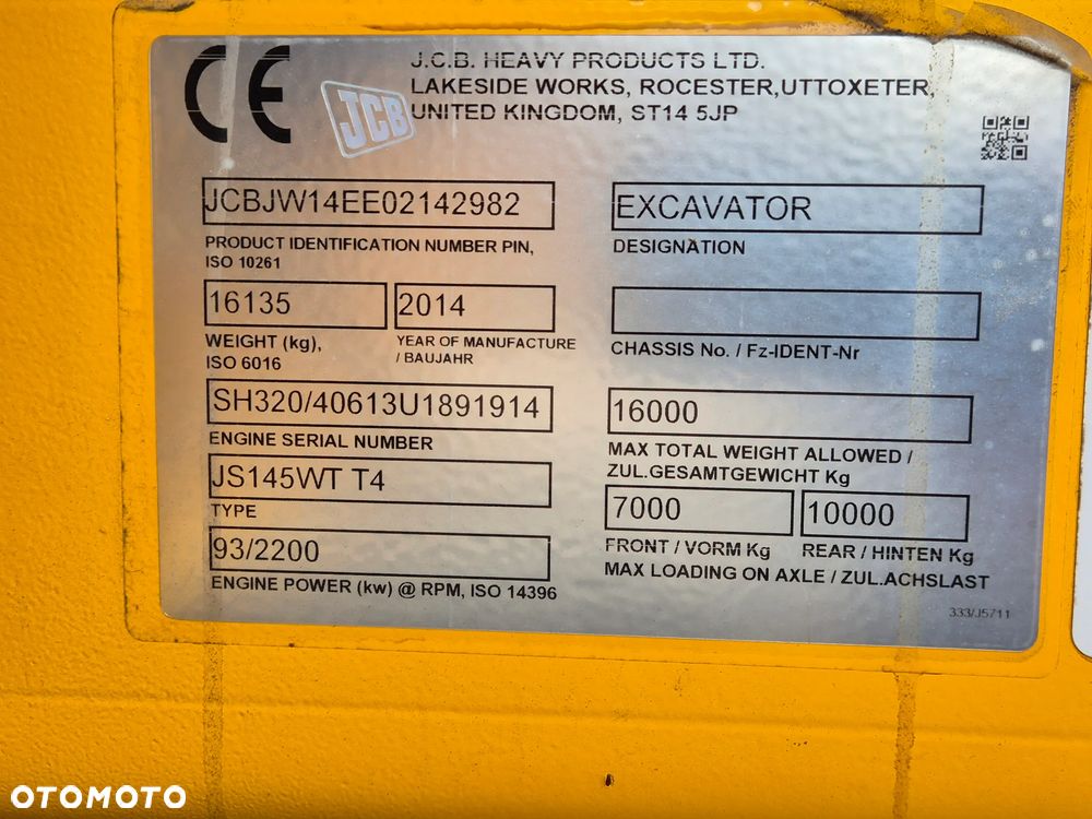 JCB JS145 W 2014 ROK, SUPER STAN, TYLKO 6248 MTH, Z NIEMIEC,160, 175 - 13