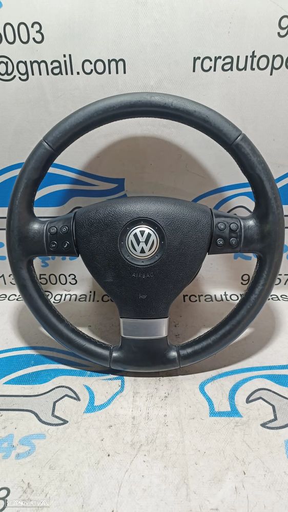 VOLANTE GUIADOR COMPLETO VW VOLKSWAGEN GOLF V 5 MK5 1K0419091AE 1K0419091 GOLF PLUS EOS PELE AIRBAG COMANDOS MULTIFUNÇÕES CONTROLO - 6