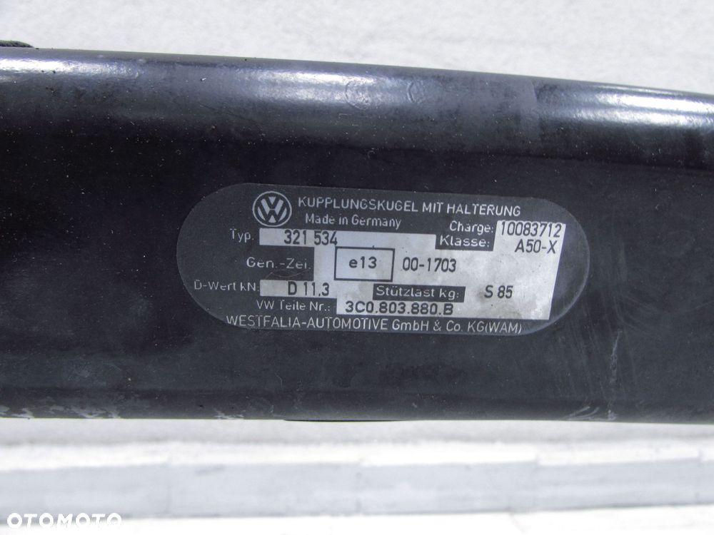 VW PASSAT B6 KOMBI 05-11 HAK HOLOWNICZY WYPINANY WESTFALIA KLUCZYK 3C0803881B 3C0803880B - 8