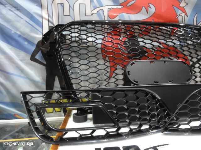 Grelha frontal + grelhas faróis nevoeiro Audi A4 B8 11-15 RS LOOK preto brilhante +suporte símbolo - 9