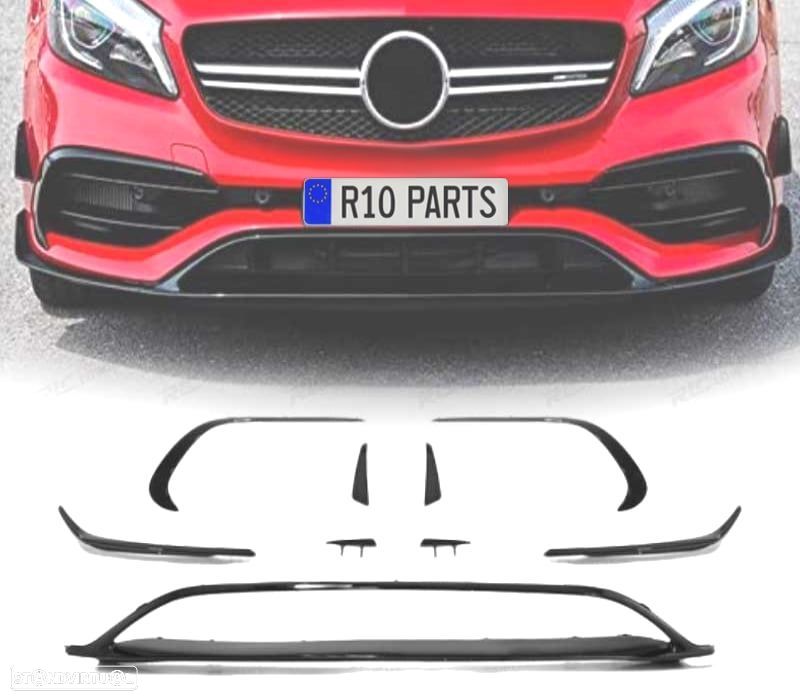 SPOILER LIP FRONTAL MERCEDES W176 LOOK AMG A45 16-18 PRETO BRILHANTE - 1