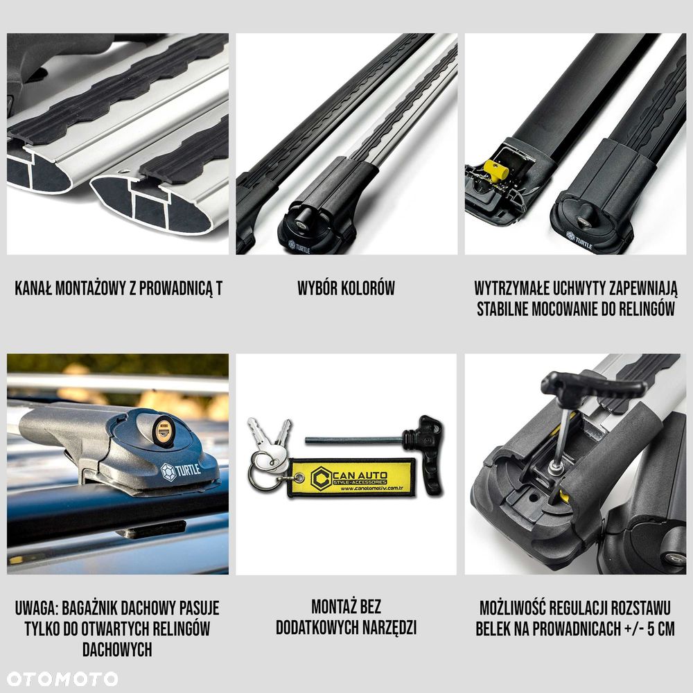 Bagażnik dachowy belki poprzeczne na relingi TURTLE dopasowane! 2kolor - 4