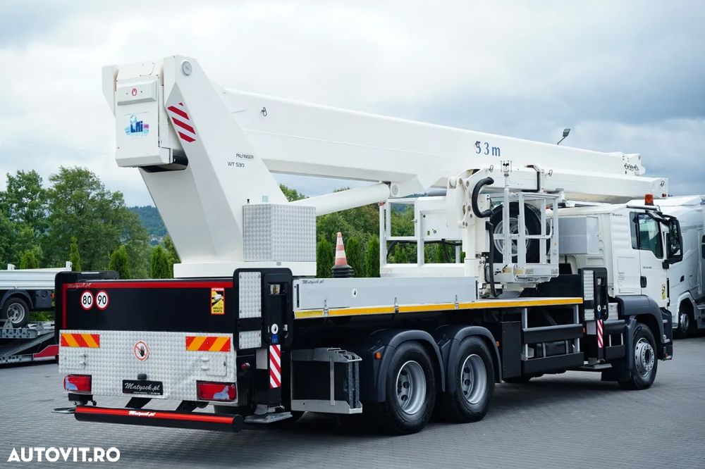 MAN TGS 26.400 / Platformă de lucru aeriană / 6x4 / PALFINGER WT 530 / ÎNĂLȚIME DE LUCRU 53 M / / CAPACITATE DE RIDICARE 600 KG - 5 PERSOANE / MANUALĂ - 14