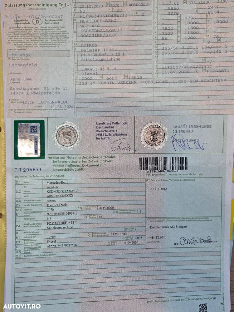 Mercedes-Benz ACTROS 18.510, AUTOMATA+RETARDER 5 trepte, SA CUPLARE REGLABILA la 1,15m si 0,9m, 2 rezervoare cumulat 680l, Spoilere cabina si sasiu, Camere in loc de oglinzi, Navigatie, Frigider, rulat in GERMANIA, posibil leasing 4 ani, PROMOTIE 45.900 EUR+tva - 36