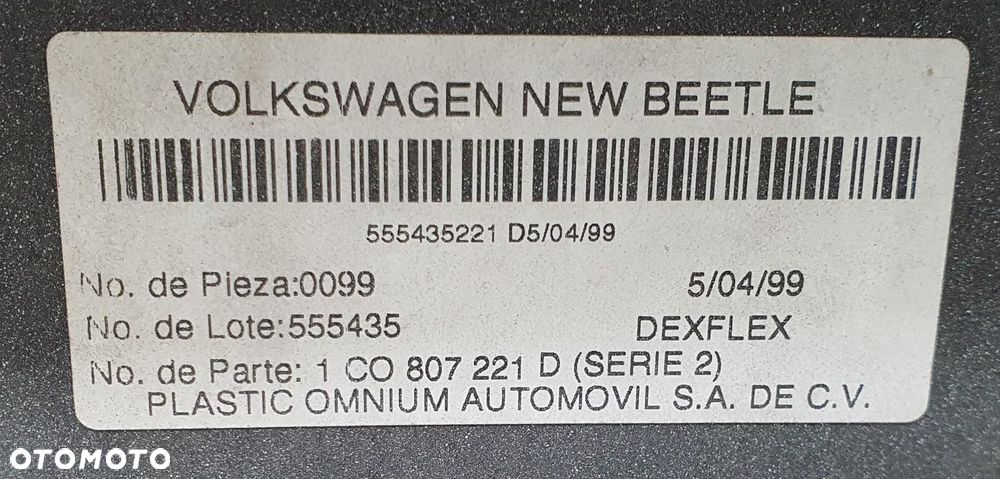 ZDERZAK PRZÓD PRZEDNI LG9R VW NEW BEETLE 1C 1C0807221D - 9
