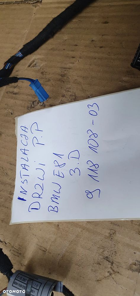 Wiązka instalacja drzwi prawy przód BMW I E81 9118108 - 7