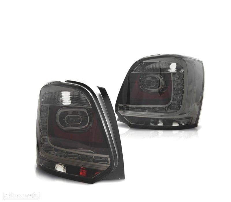 FAROLINS TRASEIROS VOLKSWAGEN VW POLO 6R 09-14 LED FUNDO CROMADO FUMADO - 1