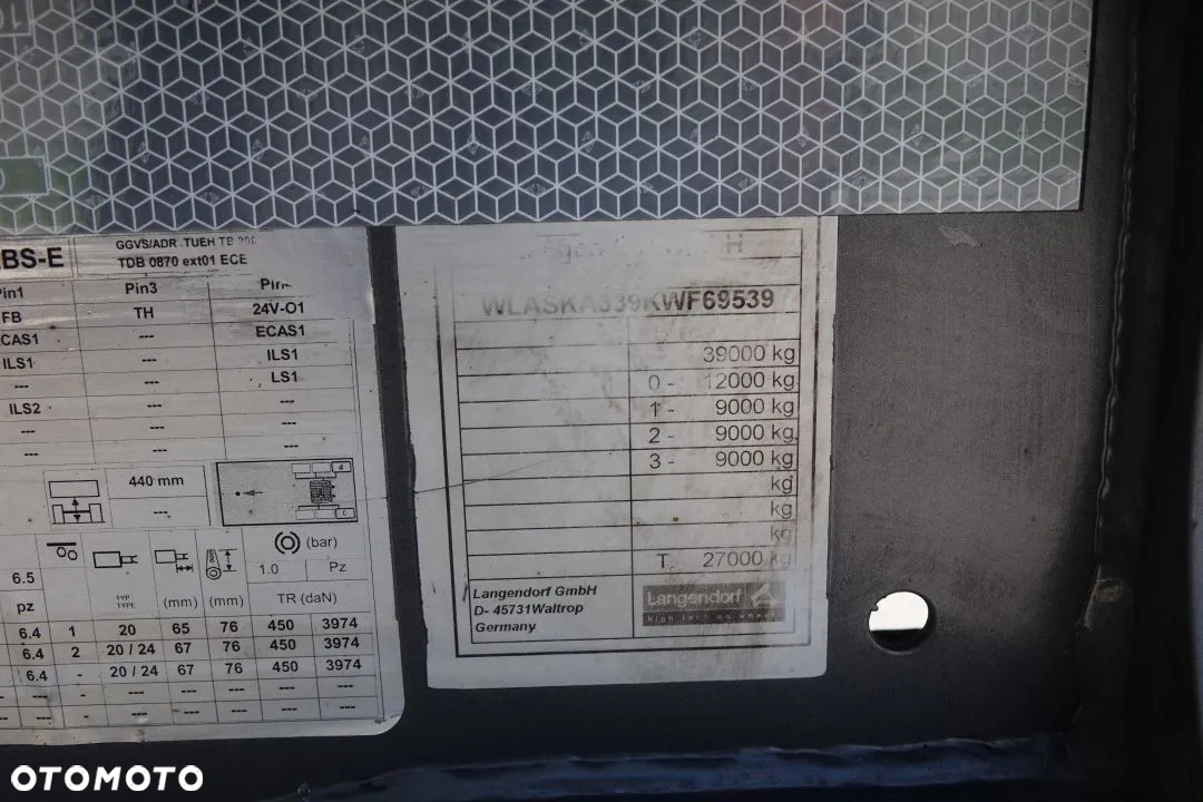 Langendorf WYWROTKA 48 m3 / WIBRATOR /  OSIE SAF / OŚ PODNOSZONA / ALUMINIOWE FELGI / SZYBER ZBOŻOWY / PLANDEKA / KLAPODRZWI - 34