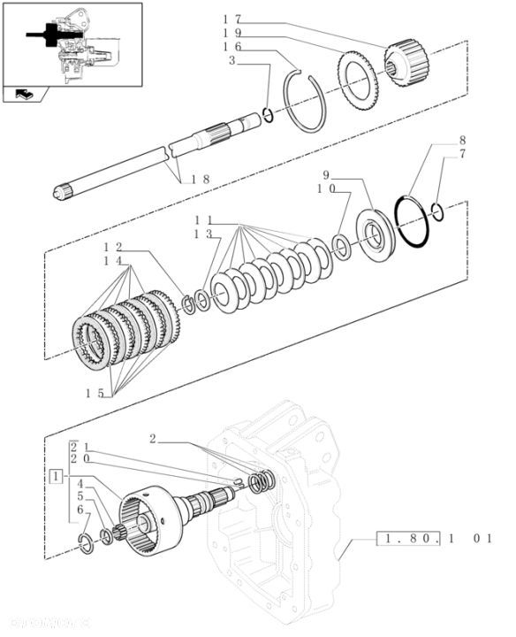 New Holland T6010 T6090 T6070 T7230 Wałek główny 26t, 18t, 34t, 224.5mm l 87374219 - 1