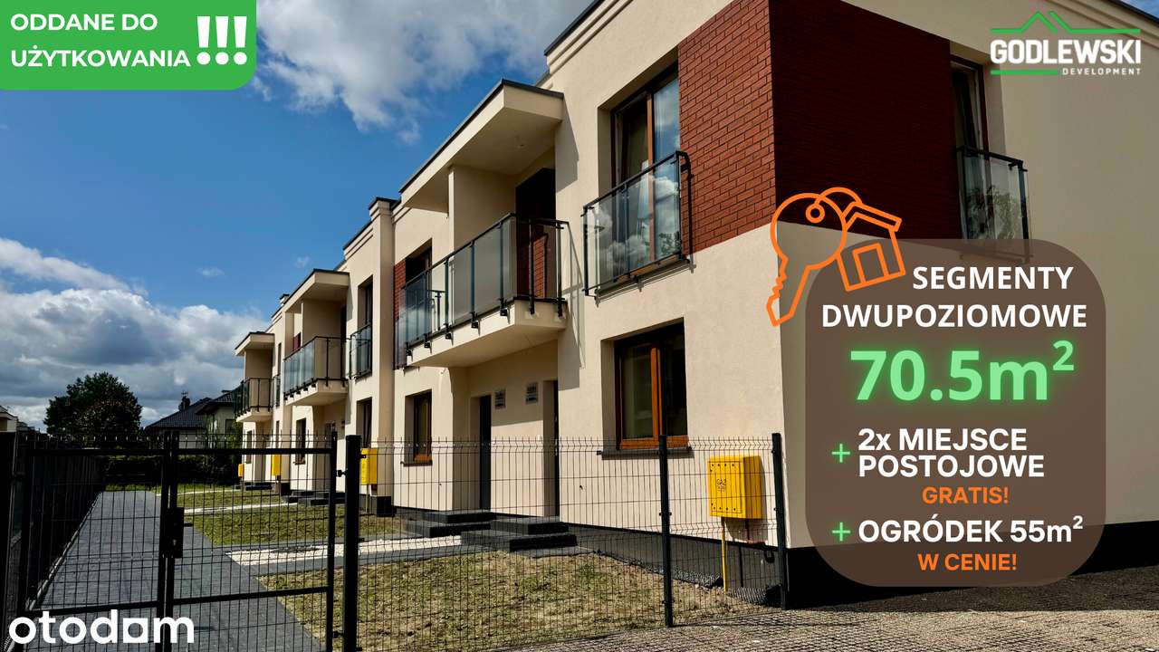 GOTOWE! Segmenty dwupoziomowe z ogródkiem i 2x miejscem postojowym!