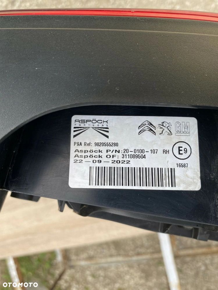 LAMPA TYŁ TYLNA PRAWA OPEL COMBO E CITROEN BERLINGO IV PEUGEOT RIFTER 9820555280 - 6