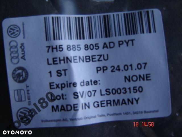 VW T5 T6 POKROWIEC TAPICERKA NOWA 7H5885805 AD - 2