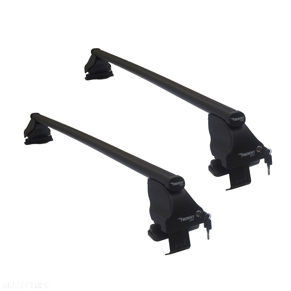 Set bare transversale portbagaj din otel marca Twinny Load TL S48, kit complet cu bare, suporti si antifurt cu cheie - 1
