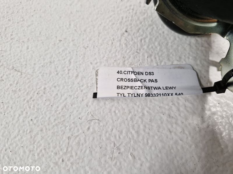 CITROEN DS3 CROSSBACK PAS BEZPIECZEŃSTWA LEWY TYŁ TYLNY 98332110XX - 7